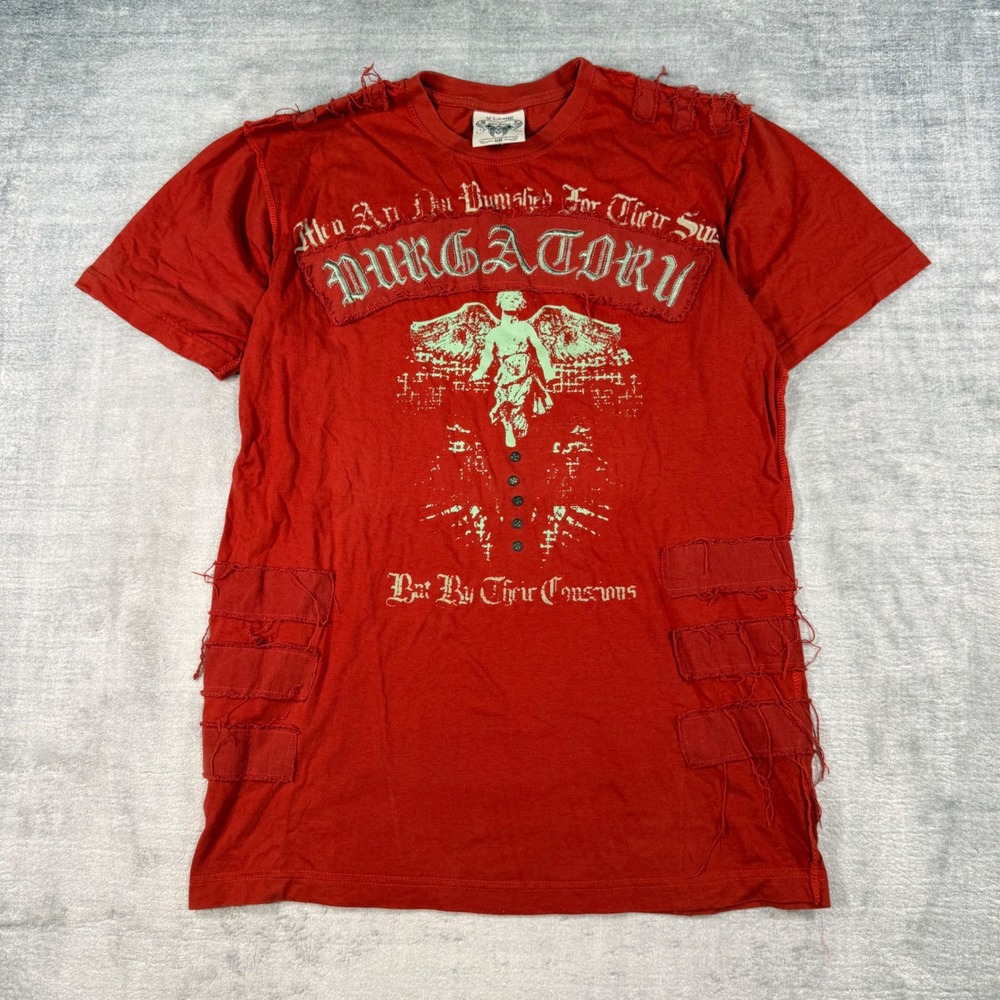 Blac Label Shirt Mens XL Red Distressed Purgatory Graphic Angel Grunge Y2K